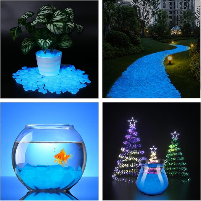 Kaiyuan Dynasty Glow in The Dark Rocks Outdoor Decorative Stones 600Pcs Pink Glow Stones Glowing Rocks for Patio Outdoor Glow Rocks Luminous Pebbles Gardening Glow Stones Vase Decor