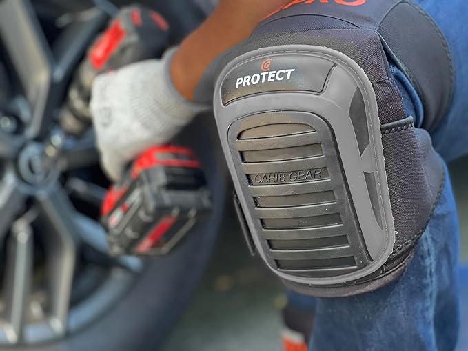 CARIB GEAR PRO Men's Professional Construction Knee Pad for Work - Heavy Duty Pad, Extra Thick Gel & Foam Cushion for Gardening Flooring & Cleaning Non-slip Waterproof Material - One Size - Black