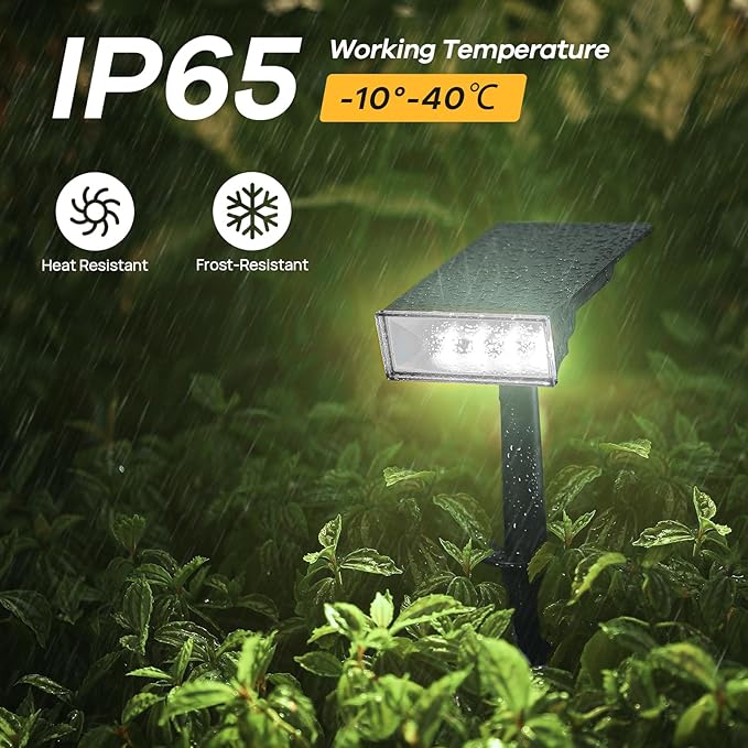 Consciot Solar Lights Outdoor, 6500K Daylight Solar Spotlights, Waterproof Landscape Lighting for Yard, Garden, Tree, Pathway, House, Patio, Outdoor Decor, 4 Pack