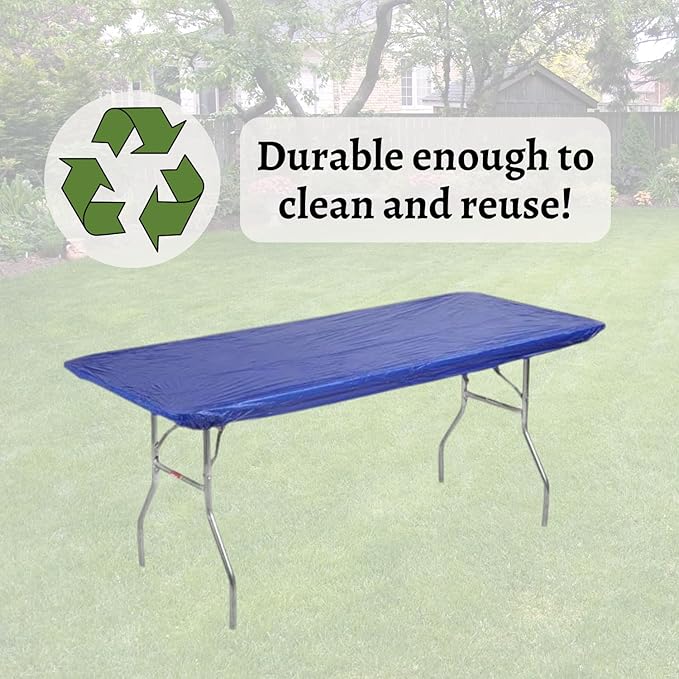 Kwik-Covers 6' Rectangle Plastic Table Covers 30" x 72", Bundle of 5 (Royal Blue)