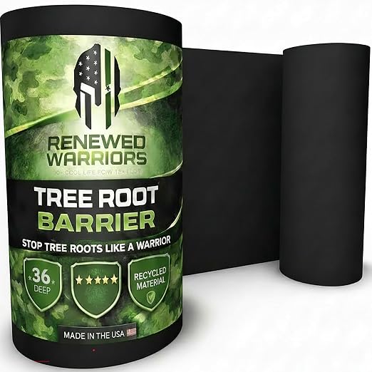 Tree Root Barrier Roll, HDPE Plastic Root Barrier Shield for Trees Aspens Invasive Roots, Puncture Resistant Easy Install Landscape Barrier for Yard Garden 36inx75Ft - 62.5mil