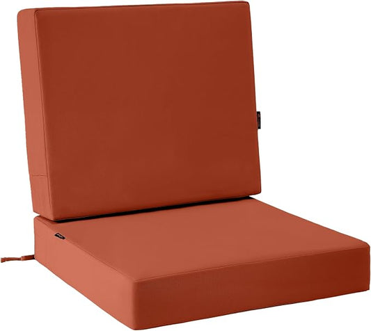 Favoyard Deep Seat Patio Cushion Set 24 x 24 Inch Waterproof Outdoor Chair Cushions for Patio Furniture with Fade Resistant and Removable Cover with Handle & Adjustable Straps for Patio, Yard, Garden