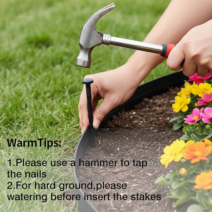 CEWOR Garden Edging Border, 110FT 2-Inch Flexible Landscape Edging with 106 Stakes, Tool-Free Plastic Lawn Border for Yard, Flower Bed Edging Borders & Landscaping