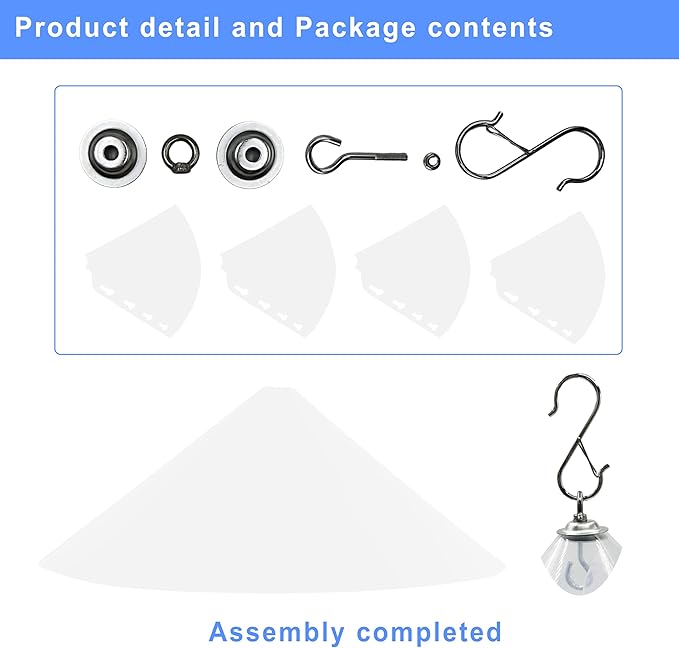 19 Inch PP Squirrel Baffle for Outdoor Bird Feeders - Hanging Bird Feeder Umbrella Guard, Squirrel Proof Protector for Shepherd Hooks & Poles, Transparent, 1 Pack