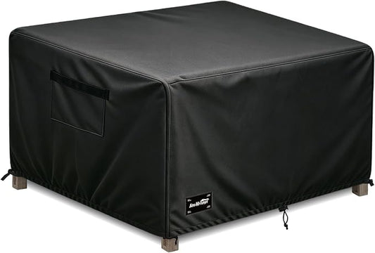 JinHrtoyi Patio Square Table Cover,32Wx32Dx16H Inches 100% Waterproof Heavy Duty Outdoor Coffee Table Cover,Black Minimalism Style Outdoor Furniture Covers