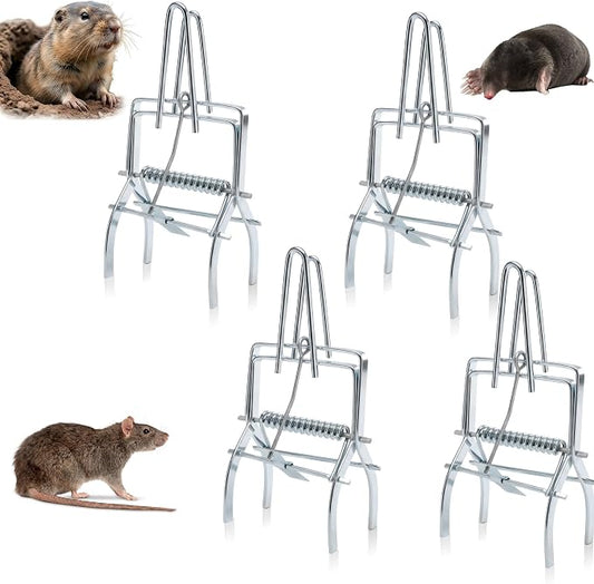 4 Pack Mole Traps, Reusable Easy-Set Mechanical Trap for Lawns, Gardens and Farmland
