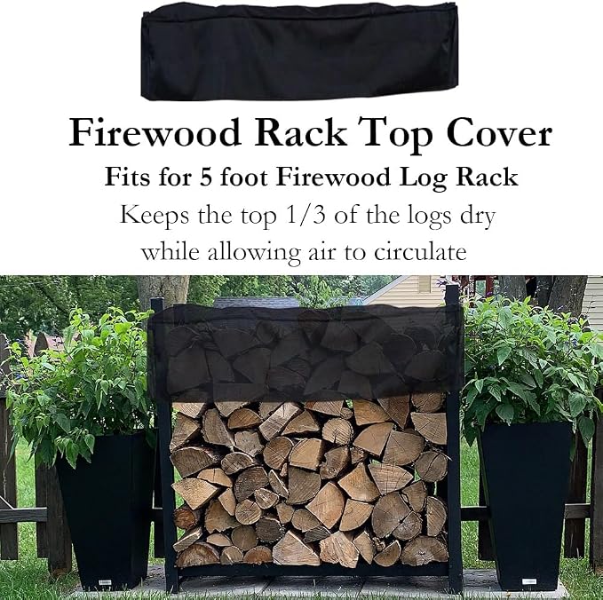 Firewood Rack Top Cover Waterproof Replacement for 5 Foot Firewood Log Heavy Duty Storage Log Rack Covers (Not The Full Cover)