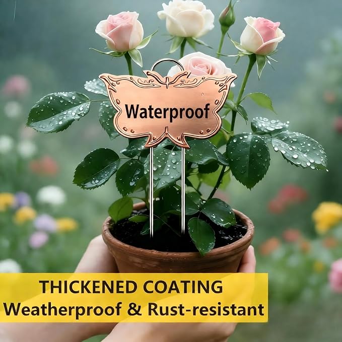 Metal Plant Labels 30 Pack 11in Tall Rose Gold Outdoor Waterproof Garden Label Large Garden Seed Stake Tags for Flowers Fruits and Vegetables