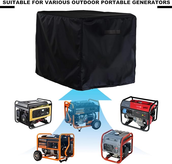 Outdoor Generator Cover 38x28x30 Inches, 600D Heavy-Duty Oxford Fabric,Dustproof and Waterproof Protection for Generators, Suitable for Most 5500-15000W Generators.Black