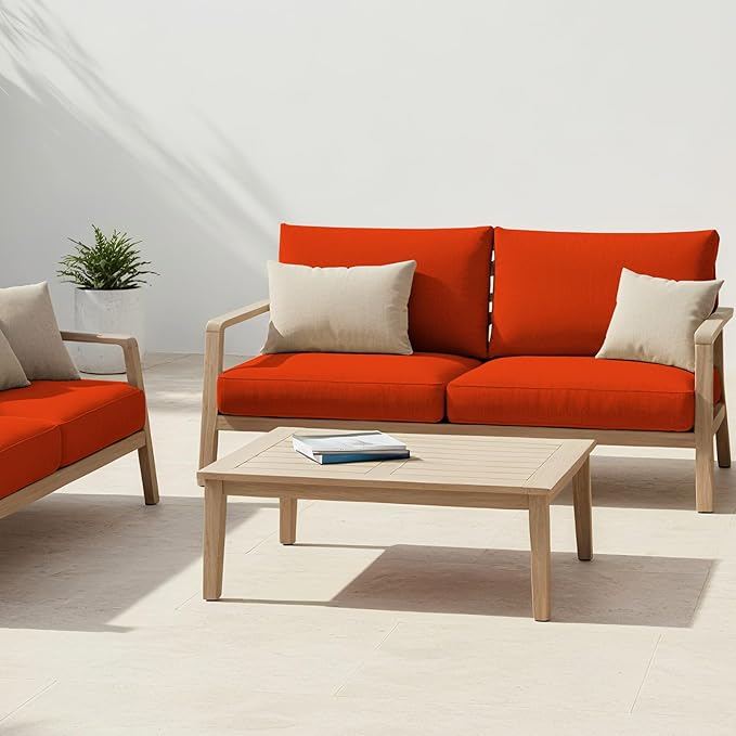 pickyNproud 8Pcs Patio Cushion Covers Stretch Outdoor Couch Cushions Slipcovers Replacement Washable Furniture Protector with Elastic Bottom Sofa Chair Seat Cover, Rust Orange