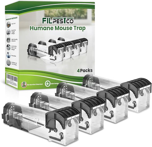 Humane Mouse Trap, Live Rat Traps Indoor for Home, 4 Count