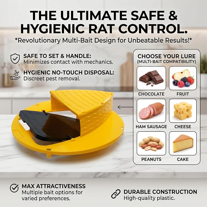 Mouse Trap Bucket 5 Gallon Mouse Bucket Trap Flip Lid, Reusable Rat Trap, Eco-Friendly Bucket Rat Trap, Mouse Traps Indoor for Home, Rat Traps Outdoor (Yellow-2Packs)