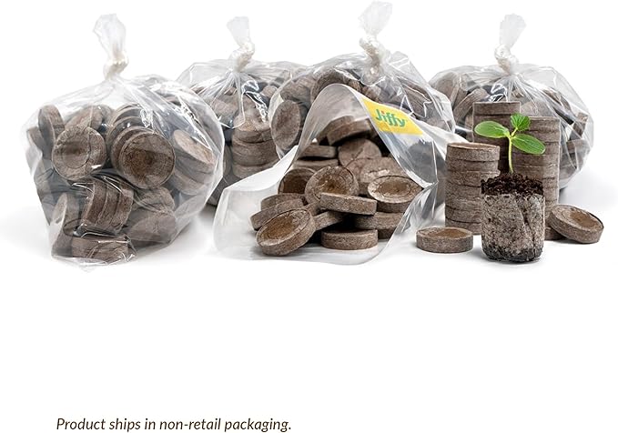 Jiffy Peat Soil Pellets Seed Starter Plugs - for Indoor Seedlings, Plant Starter - 500 Count - Peat