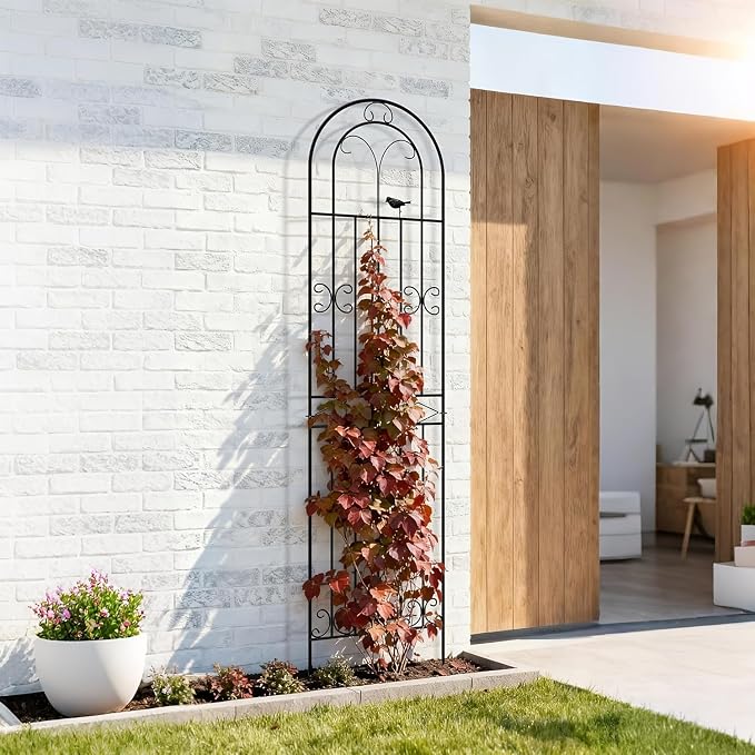 ARIFARO 78 inch Metal Garden Trellis for Climbing Plants, Pack of 2, Indoor/Outdoor Sturdy Decorative Plant Trellises for Potted Plants, House Plants, Climbing Vines, Bird Pattern