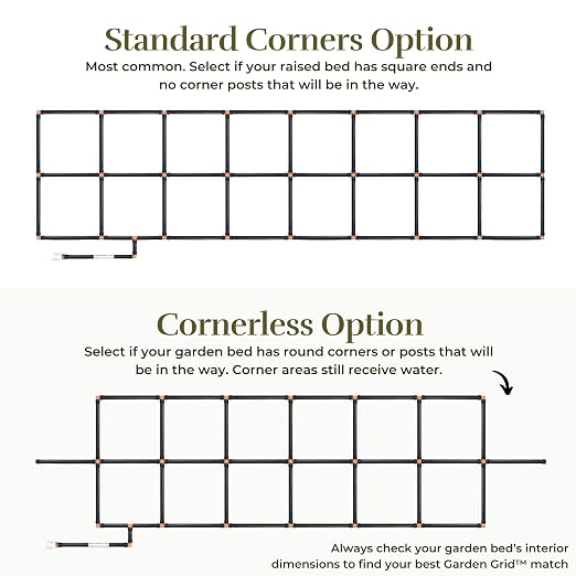 Garden Grid Watering System, 2x4 Cornerless | Drip Irrigation System for Garden Beds - But Better | Pre-Assembled, Waters Every Plant | Ideal for Beds w/Corner Posts or Curved Ends | 22.5"x44"