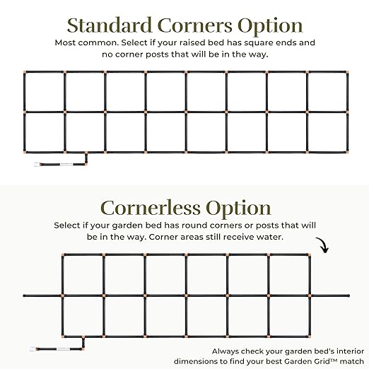 Garden Grid Watering System, 2x8 Cornerless | Garden Irrigation System for Garden Beds | Pre-Assembled, Waters Every Plant, USA-Made | Ideal for Beds w/Corner Posts or Curved Ends | 22.5"x88"