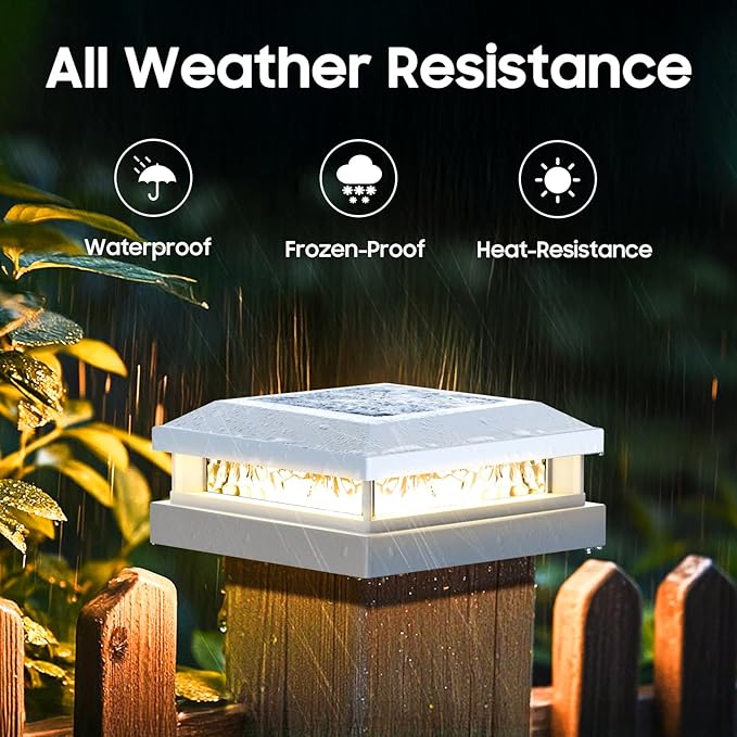 Bosceos Solar Post Lights Outdoor 16-Pack, 2 Lighting Modes 16 LEDs Solar Post Cap Lights for 4x4 4.5x4.5 5x5 Vinyl Wooden Posts Waterproof, Fence Light Solar Powered for Deck Fence Yard Porch, White