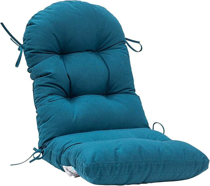 QILLOWAY Outdoor High Back Chair Cushion for Adirondack, All Weather Rocking Chair Cushions Thick Padded Replacement for Patio Furniture Set of 2,Peacock Blue