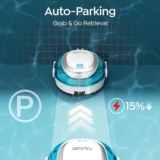 S2 Robotic Pool Cleaner – Dual-Layer Filtration, 90-Min Runtime, Powerful Cordless Pool Vacuum for Above-Ground & Flat Pools, Efficient Debris Removal & Auto-Parking Design