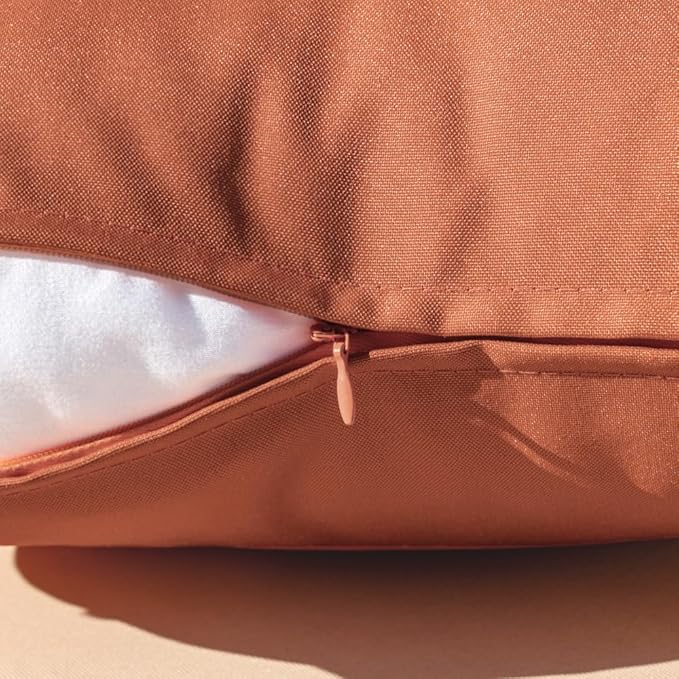 MIULEE Pack of 2 Decorative Outdoor Waterproof Pillow Covers Rectangular Garden Cushion Sham Throw Pillowcase Summer Shell for Fall Patio Tent Couch 12x20 Inch Rust