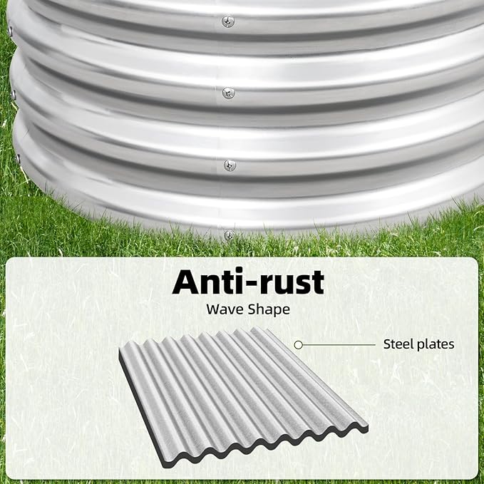 G GOOD GAIN Galvanized Metal Raised Garden Bed Kit - 4x2x1FT Outdoor Planter Box with Safety Edging and Gloves for Vegetables, Fruits, Flowers(Silver, 2PC)