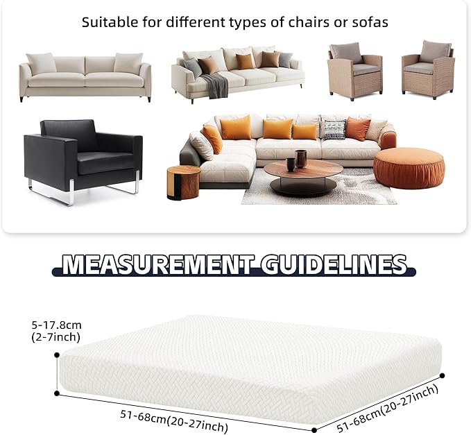 8Pcs Patio Cushion Covers,Outdoor Cushions Covers,Stretch Cushion Covers Replacement, Washable and Reusable Furniture Protectors(Starlink White)