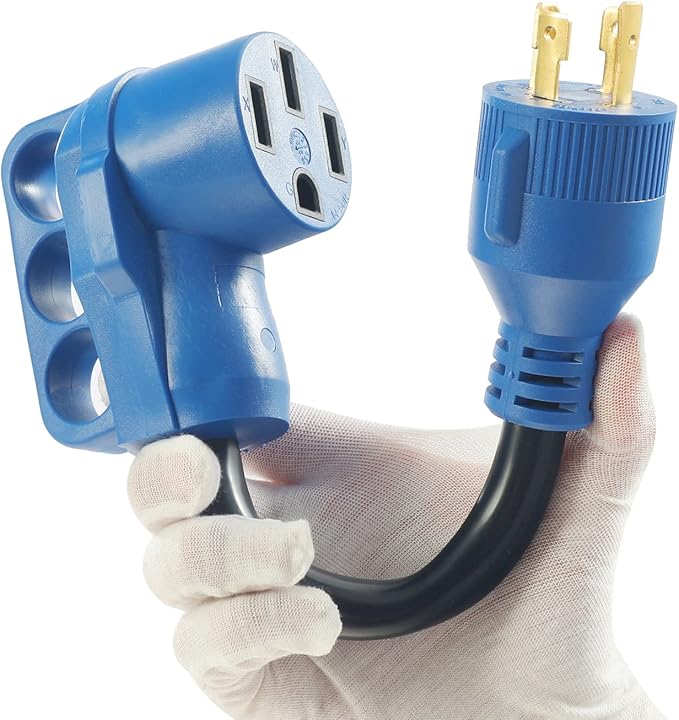 30 Amp to 50 Amp RV Adapter,Generator Plug 4 Prong 30 Amp Power to 50 Amp RV,NEMA L14-30P to 14-50R RV Electrical Cord Adapter,Plug Adapter Load Up to 30 Amp 250V 7500W 10/3 AWG 12 inch(4 Prong30M50F)