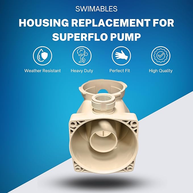 Swimables Pool Pump Housing Compatible with Superflo Pentair Pool Pump 350089 | Compatible with Pentair Superflo Pool Pump | Reinforced Pump Pot Housing for Superflo Pool Pump
