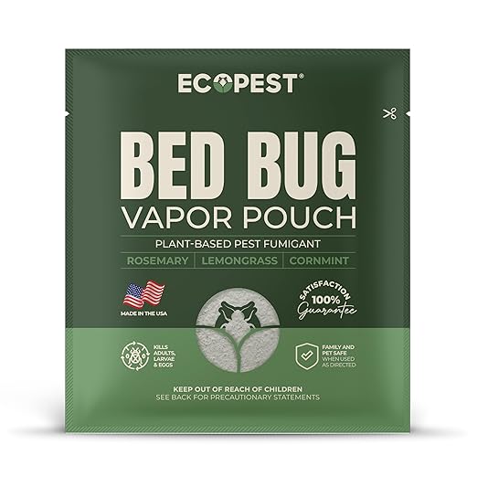 Bed Bug Vapor Pouch – 4 Pack | Natural Bedbug Killer for Treating Luggage, Mattress, Beds, Couches, and More | Home Pest Fumigant and Fogger for Indoor Treatment of Bed Bugs | Kills Bed Bugs and Eggs
