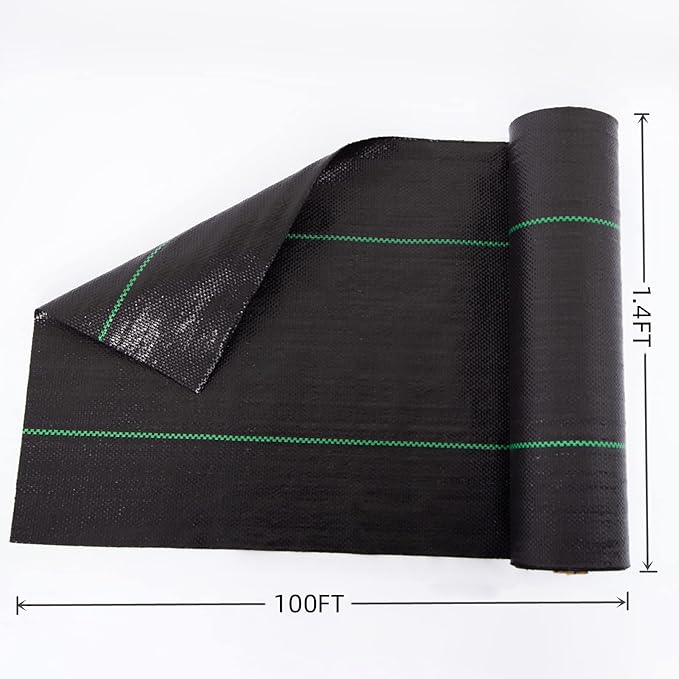 EXTRAEASY Garden Weed Barrier Landscape Fabric,Weed Block Fabric Heavy Duty 3.2OZ,Woven Mulch for Landscaping Ground Cover Weed Control Fabric, Black Garden Bed Liner (1.4ft x 100ft)