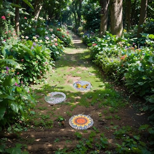 Sunflower Stepping Stones Outdoor Garden - Garden Stepping Stones Pavers for Outside Walkway Garden Stones Garden Stepping Stones Outdoor Decorative Stone for Garden 10 * 10 * 0.75 Inch