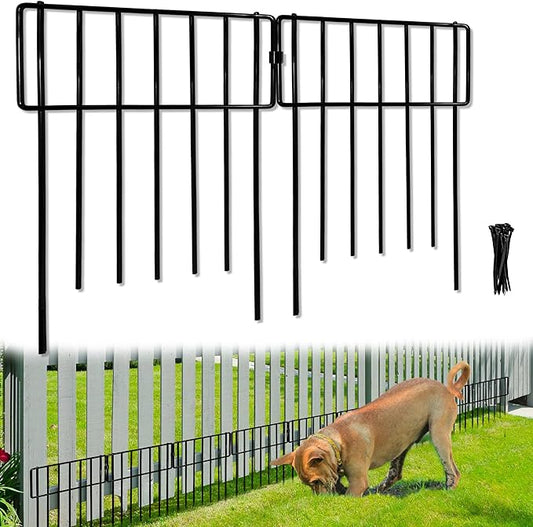 Thrivinest Animal Barrier Fence, 26 Pack No Dig Fence Decorative Fences, 17in(H) x10ft(L) Rustproof Metal Wire Small Garden Fence Border for Dogs Rabbits (26 Pack,28Ft)