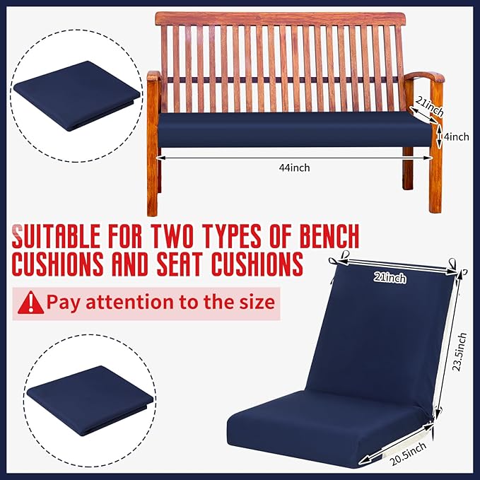 Tudomro 4 Pcs Outdoor High Back Chair Cushion Covers (Not Includes Cushion) Waterproof Patio Replacement Rocking Chair Slipcover Seat Pad Cover with Tie for Furniture (Navy Blue,44'' X 21'')