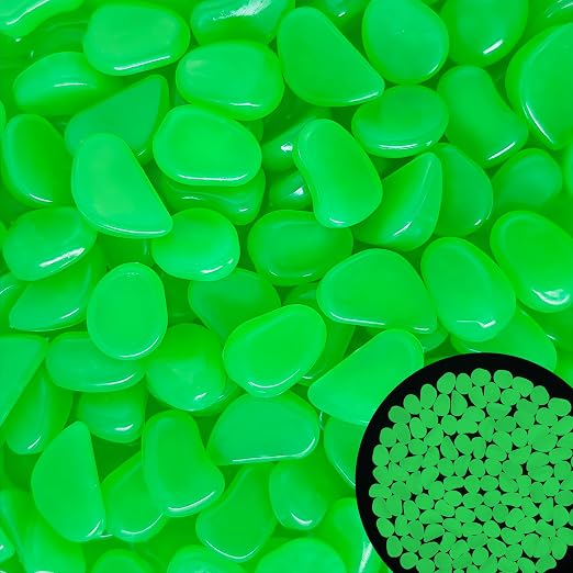 500PCS 1-1.2" Glow Pebbles Glowing Rocks for Garden Decoration 25-27mm Luminous Stones Glowing Stones for Driveway Landscape Walkway,Green(500pcs)