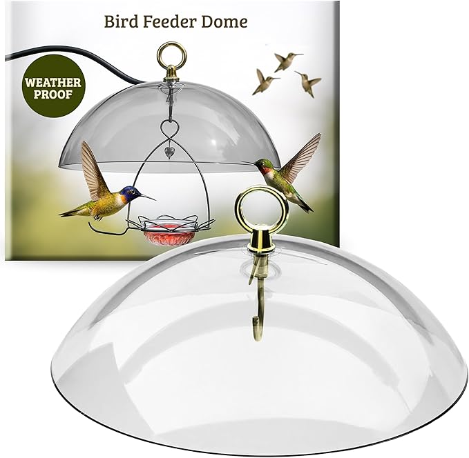 Birds Choice Clear Bird Feeder Dome | 10.5" Rain Guard Cover for Hanging Bird Feeders | Outdoor Weather Guard to Help Keep Seed Dry