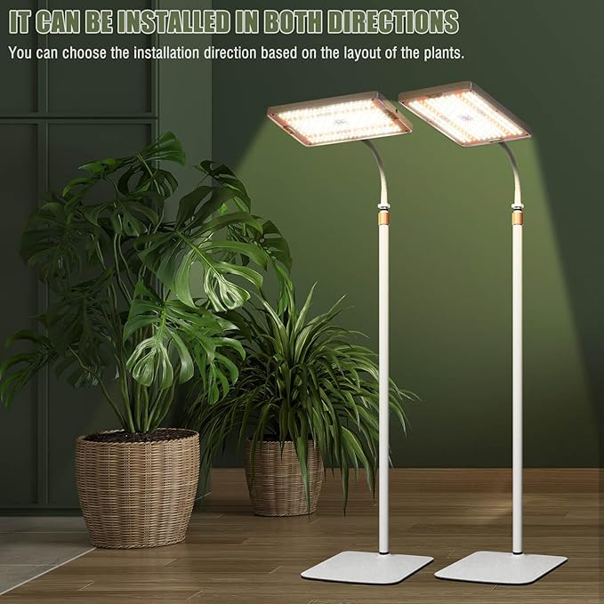 LED Grow Lights for Indoor Plants with Stand for Floor and Tabletop , Full Spectrum plant lights for indoor growing with Timer 4H/8H/12H, Plant light with 3 Lighting Mode & 10 Dimmable Brightness.