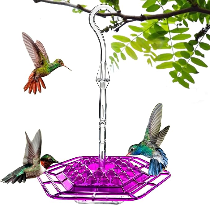 Hummingbird Feeder for Outdoors Hanging,Easy to Clean and Refill,Ant Proof No Leak,with 30 Feeding Ports Saucer Humming Bird Feeder Hummingbird feeders for Window (Purple)