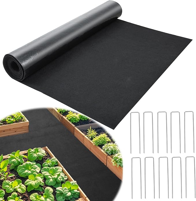 1Pcs Recycled Felt Mulch Mat Roll 2'x 8.2' Black Reusable Fabric Walkway Mat Nonwoven Permanent Mulch Pathway Durable Landscaping Mat for Plant Vegetables Flower Garden Weed Barrier Outdoor Playground