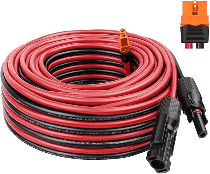 MOOKEERF Solar Panel to XT60i 10AWG 40FT Adapter Connector Extension Cable for Portable Power Station Generator