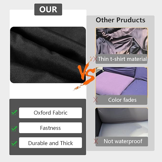 FLYMEI Patio Cushion Covers 24x24x4 Waterproof Outdoor Cushion Cover Replacement 4Packs Outdoor Seat Cushion Slipcover for Rattan Chair Sofa, Black