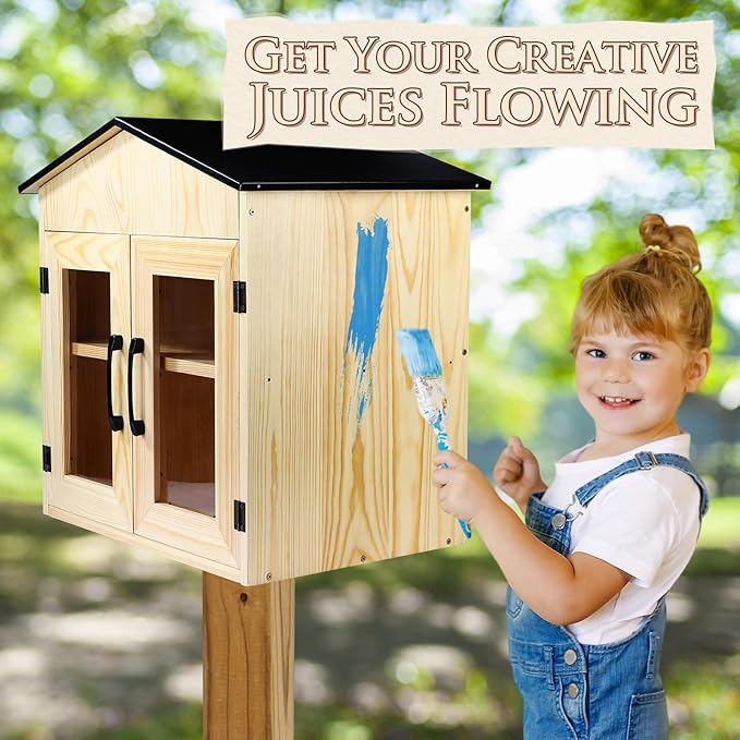 Outdoor Library Outdoor Book Box Storage Small Wooden Cabinet Little Literature Box for Neighborhoods Community and Schools Sharing Books, Flyers, Newspapers, Art and Food