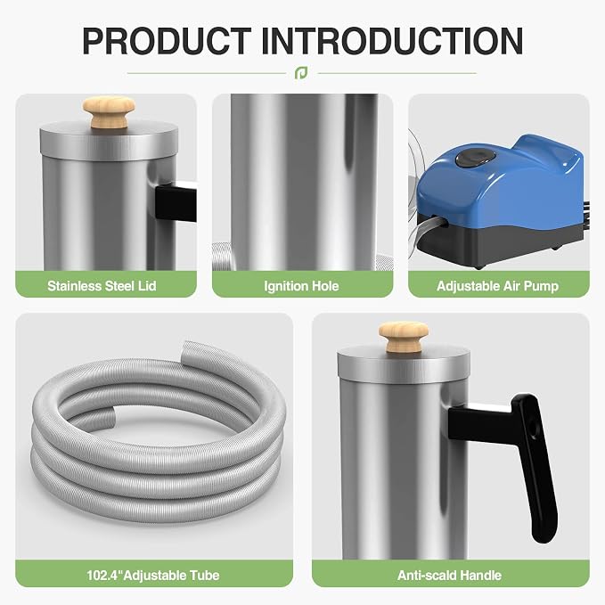 Cold Smoke Generator with 102.4" Cuttable Flexible Tube, Adjustable Air Pump Electric Smoker for Hot & Cold Smoking, Fits Pellet/Gas Grill, Outdoor BBQ Smoker for Cheese Salmon Meat