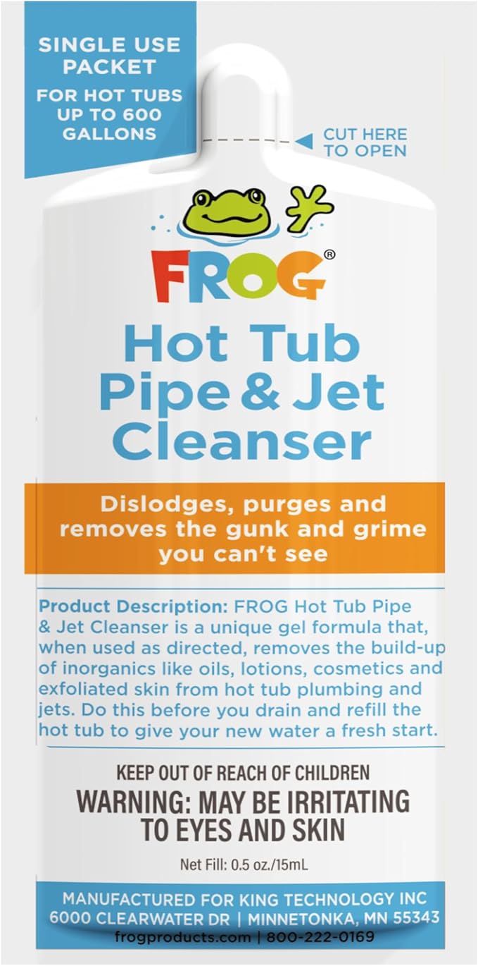 FROG Pipe & Jet Cleanser for Hot Tubs - Single Dose Deep Clean Purge Cleaner Packets for Clear Water - Prefilled for Hot Tubs up to 600 Gallons - 1 Pack