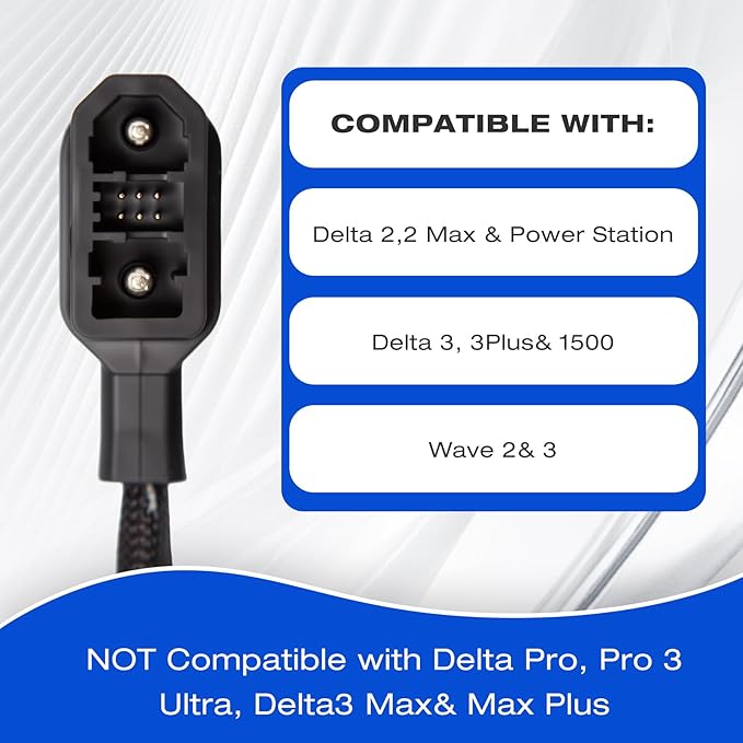 Extra Battery Connection Cable Compatible with Delta Max, Delta 2, 2 Max, Delta 3, Delta 3 Plus, Delta 3 1500, Wave 2 and Wave 3, Not Compatible with Delta Pro/Pro 3/Ultra/3 Max/Max Plus