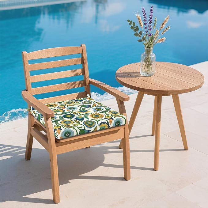DYTXIII Set of 2 Outdoor Chair Cushions, Water Resistant 18.5"x16"x2" Square Seat Cushion for Patio Dining Chairs, High-Density Replacement Pads for Indoor Outdoor Furniture - Fiesta Floral