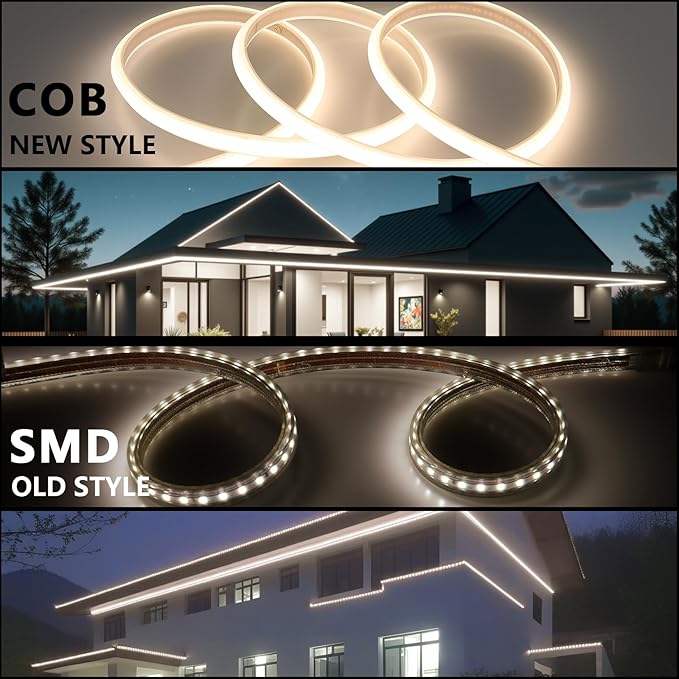 BENLUN AC 110V COB LED Strip Lights Outdoor Waterproof 65.6ft, 4000K Natural White Super Bright 200W CRI 90+ LED Rope Light, IP65 Flexible Cuttable, for Bedroom Garden Commercial House