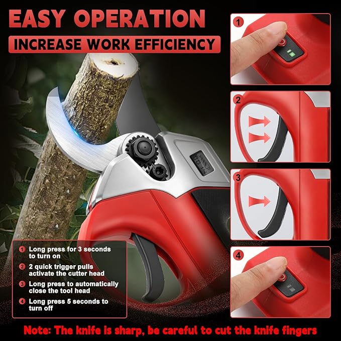 Pruning Shears Compatible with Milwaukee 18V Battery, Brusheless Motor with SK5 High-Carbon Steel Blade, LCD Display for Gardening & Tree Pruning(Battery not included)