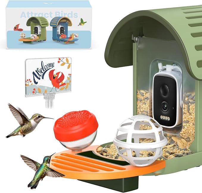 DIY Bird Feeder Add-Ons for Bird Feeder Camera, Including Suet Ball, Mini Hummingbird Feeder, Welcome Card, Must-Have Bird Feeder Accessories to Attract More Birds, Ideal Gift for Bird Lover
