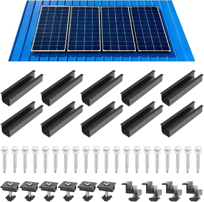 4 Set Solar Panel Roof Mounting Kit, Aluminum Solar Panel Mounting Rails Bracket Foot for RV, Ship, Roof