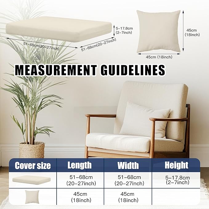 12-Piece Outdoor Cushion & Pillow Cover Set, 8 Seat Covers + 4 Pillow Covers, Stretch Patio Furniture Slipcovers for Sofa Sectional Chair